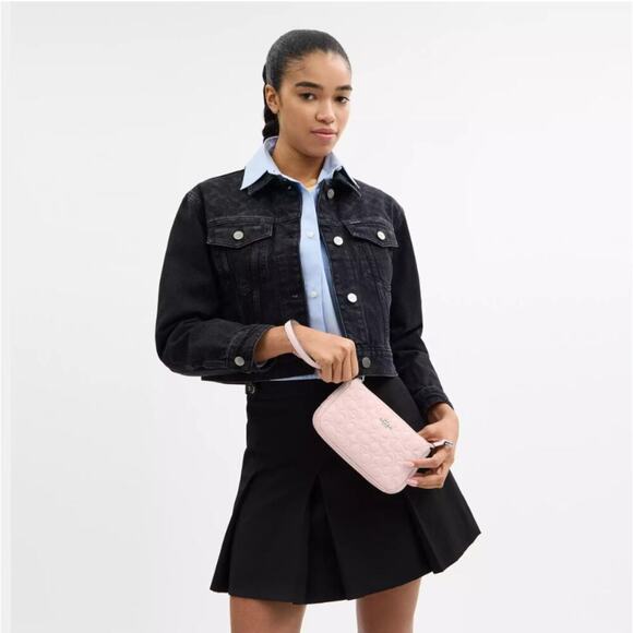 Coach Wristlet Nolita 19 In Signature Leather In Silver Blush NWT CZ456 - Picture 8 of 11